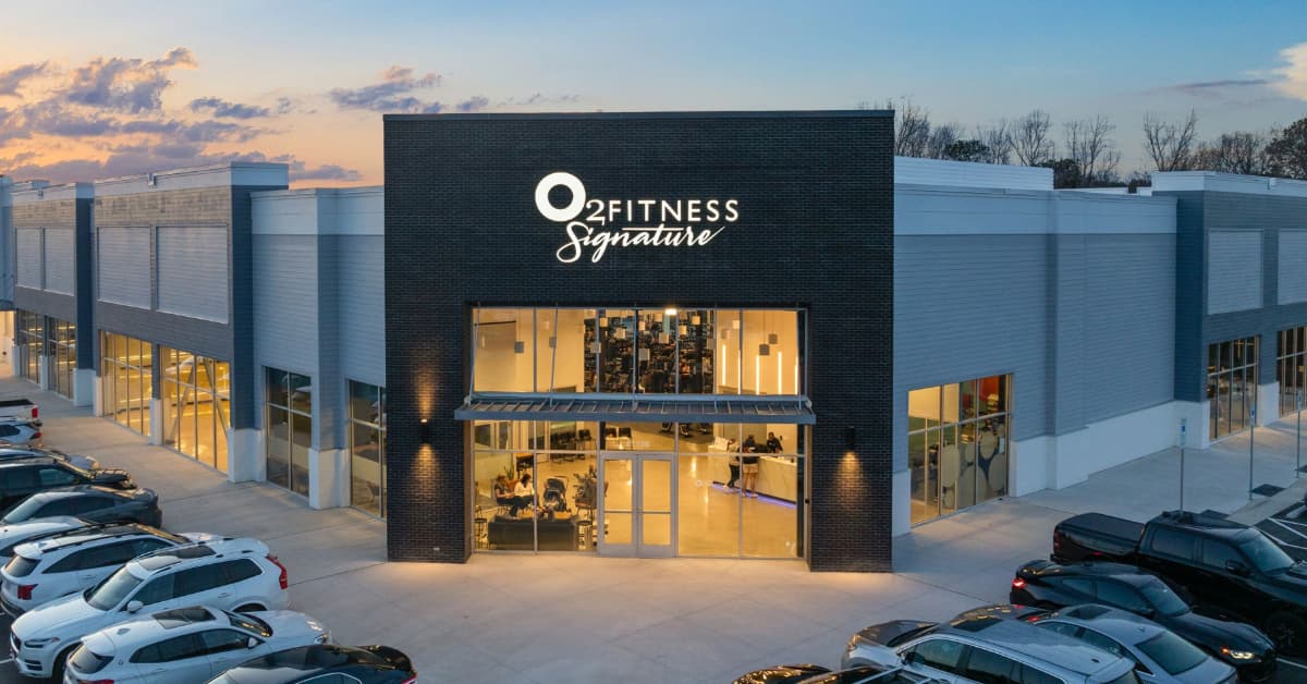 Exterior of O2 Fitness Clubs new Briar Chapel location in Pittsboro, NC