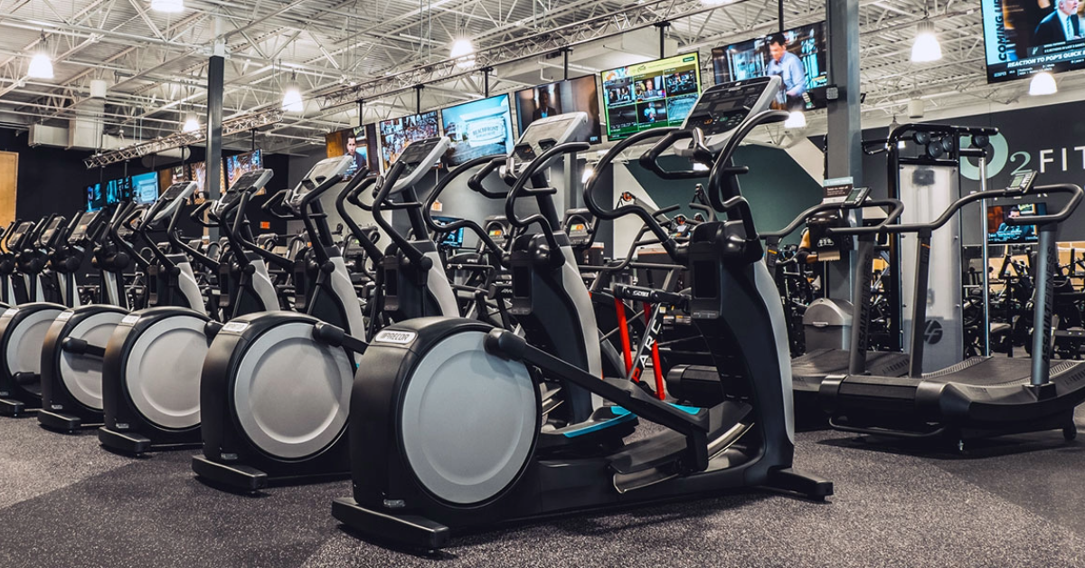 Cardio equipment inside o2 fitness clubs brier creek location